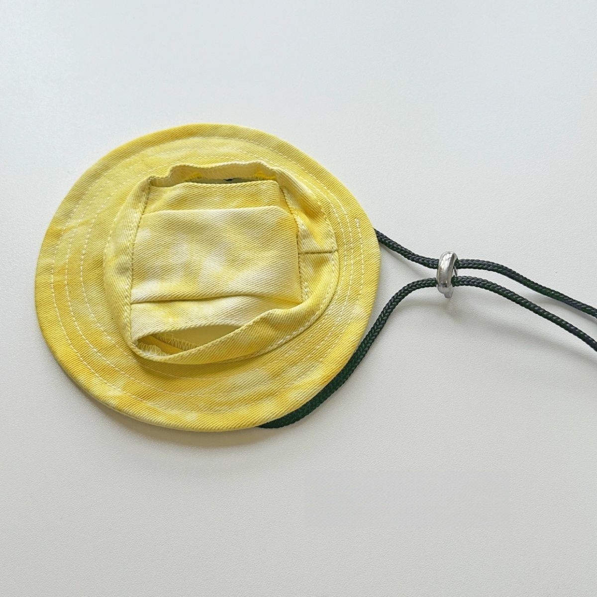 고양이 강아지 여름 썬캡 자외선차단 데님 귀달린 애견모자 크림옐로우 S