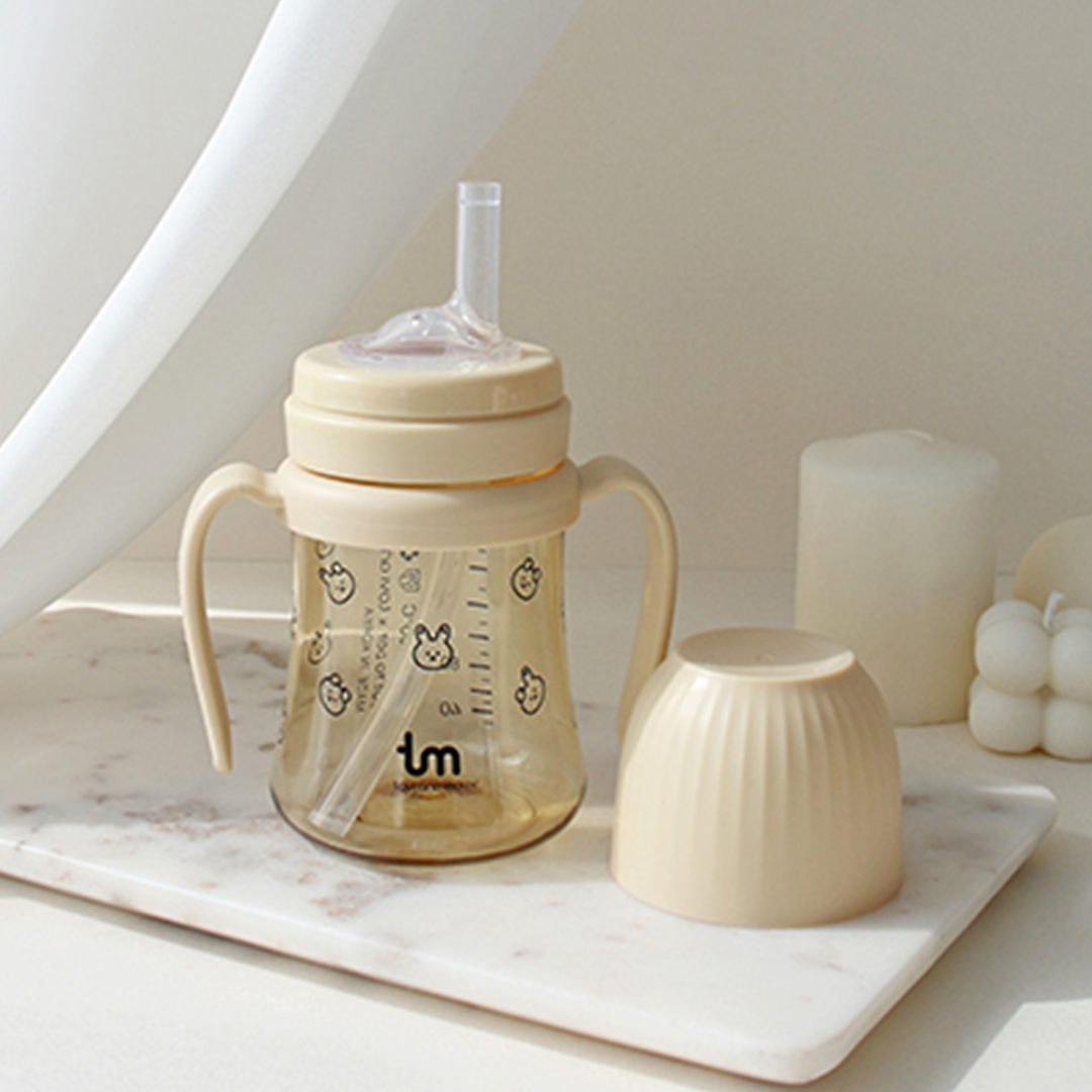 [토비앤몰리] 새지않는 아기 유아 물컵 이유식 자기주도 빨대컵 돗바니 바닐라 180ml 280ml