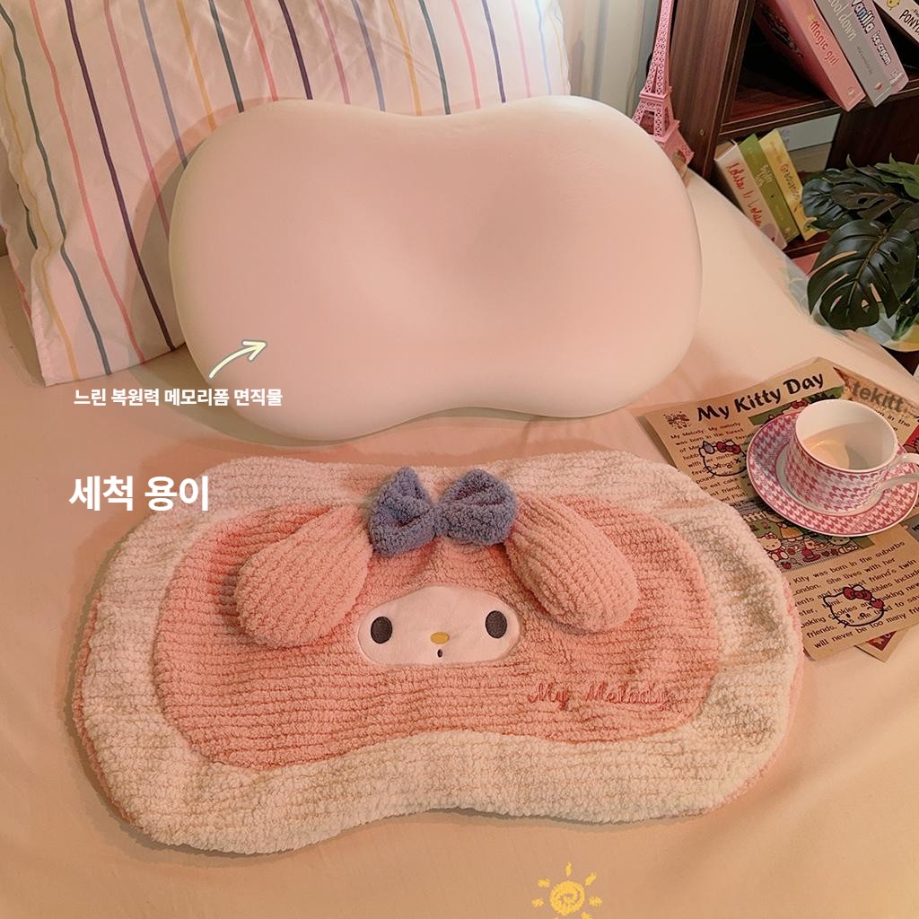 산리오 메모리폼 베개 고양이 배 목 지지 코어 쿠션 부드러운 숙면 소녀 선물 마이멜로디 52x35x12cm - 상세 이미지 5
