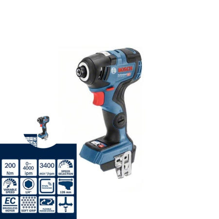 보쉬 충전 임팩드라이버 GDR18V200C 18V 베어툴 무선임팩 무선함마드릴 목공공구