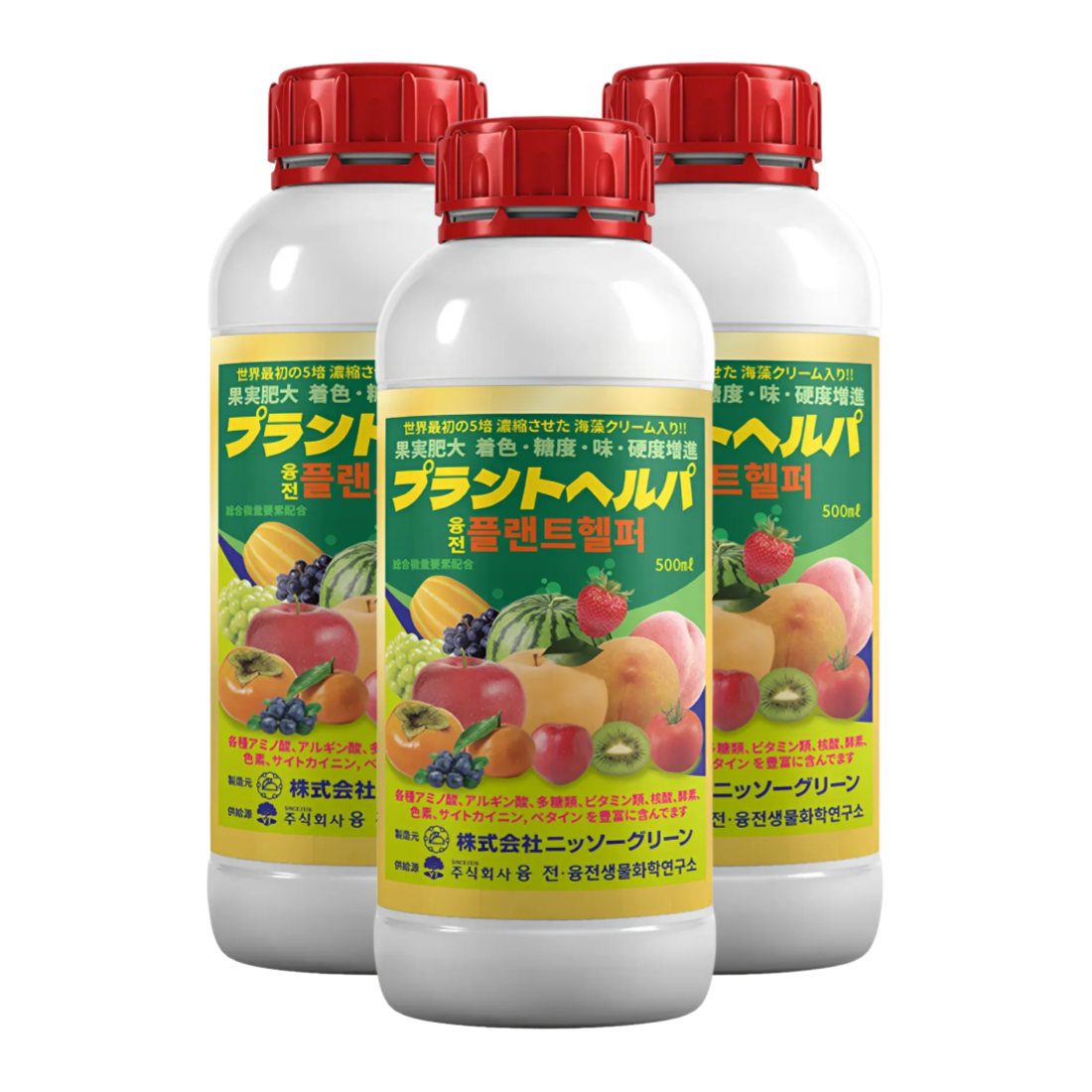 [해조추출물] 플랜트헬퍼 액제 과수영양제 일본비료 착색제 당도제 식물영양제 500ml, 3개입 - 상품 이미지