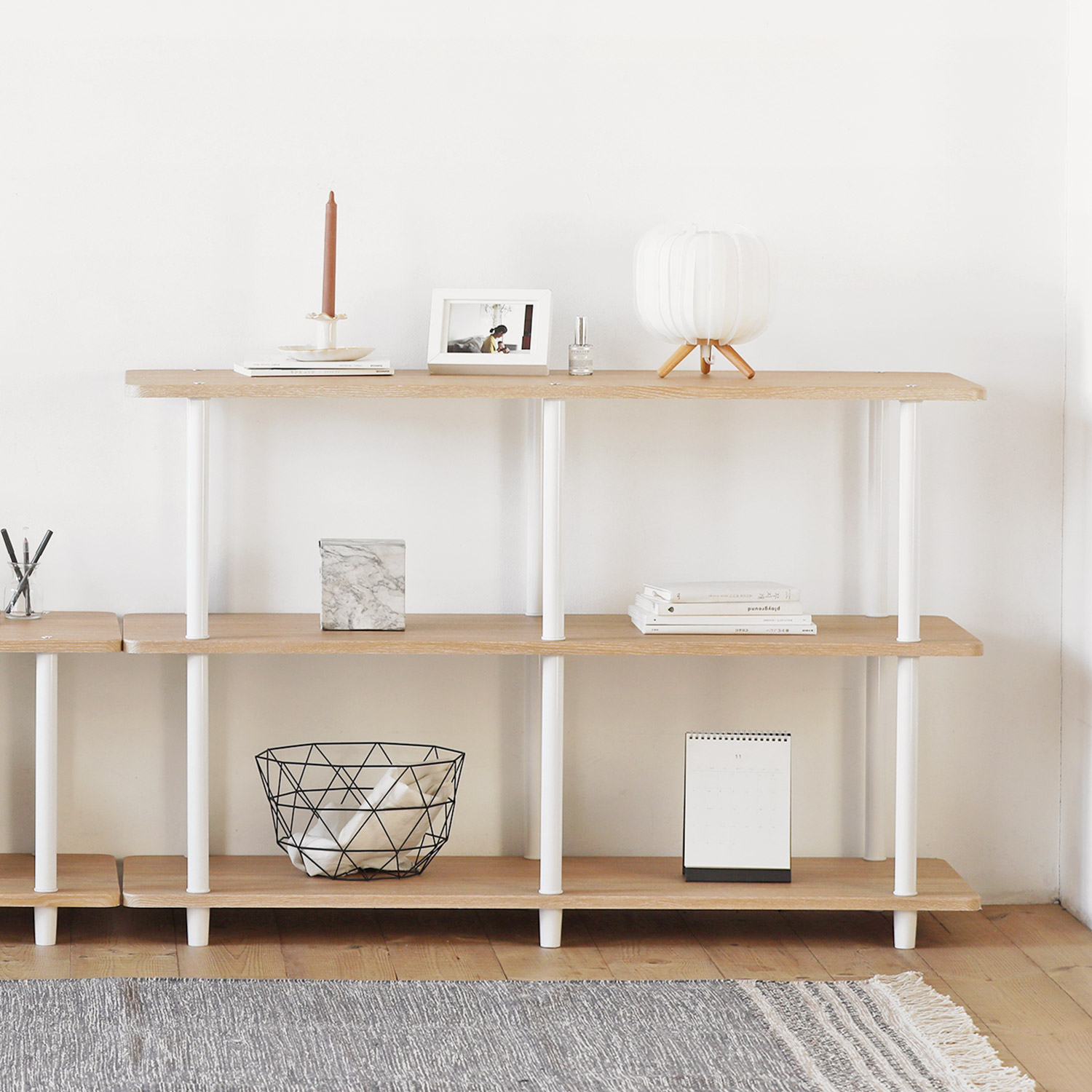 룸앤홈 데일리 조립식 거실장 3단 1210x395x800mm, 오크화이트