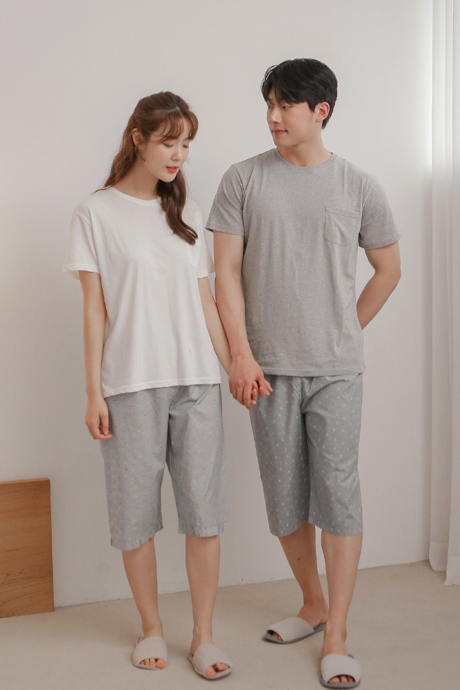 마누아 국내산 60수 고밀도 면100 남녀 7부 파자마 ap7 110 - 상품 이미지