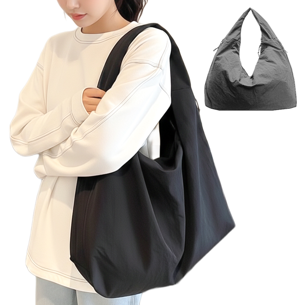 아모란나 경량 보부상 숄더백 가벼운 휘뚜루마뚜루 데일리 만두백 나일론원단 - 상세 이미지 3
