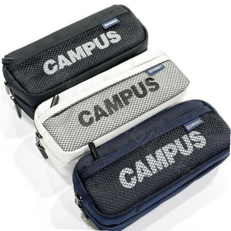 자재 옴니버스 2단 투지퍼 메쉬 멀티 케이스 필통 파우치