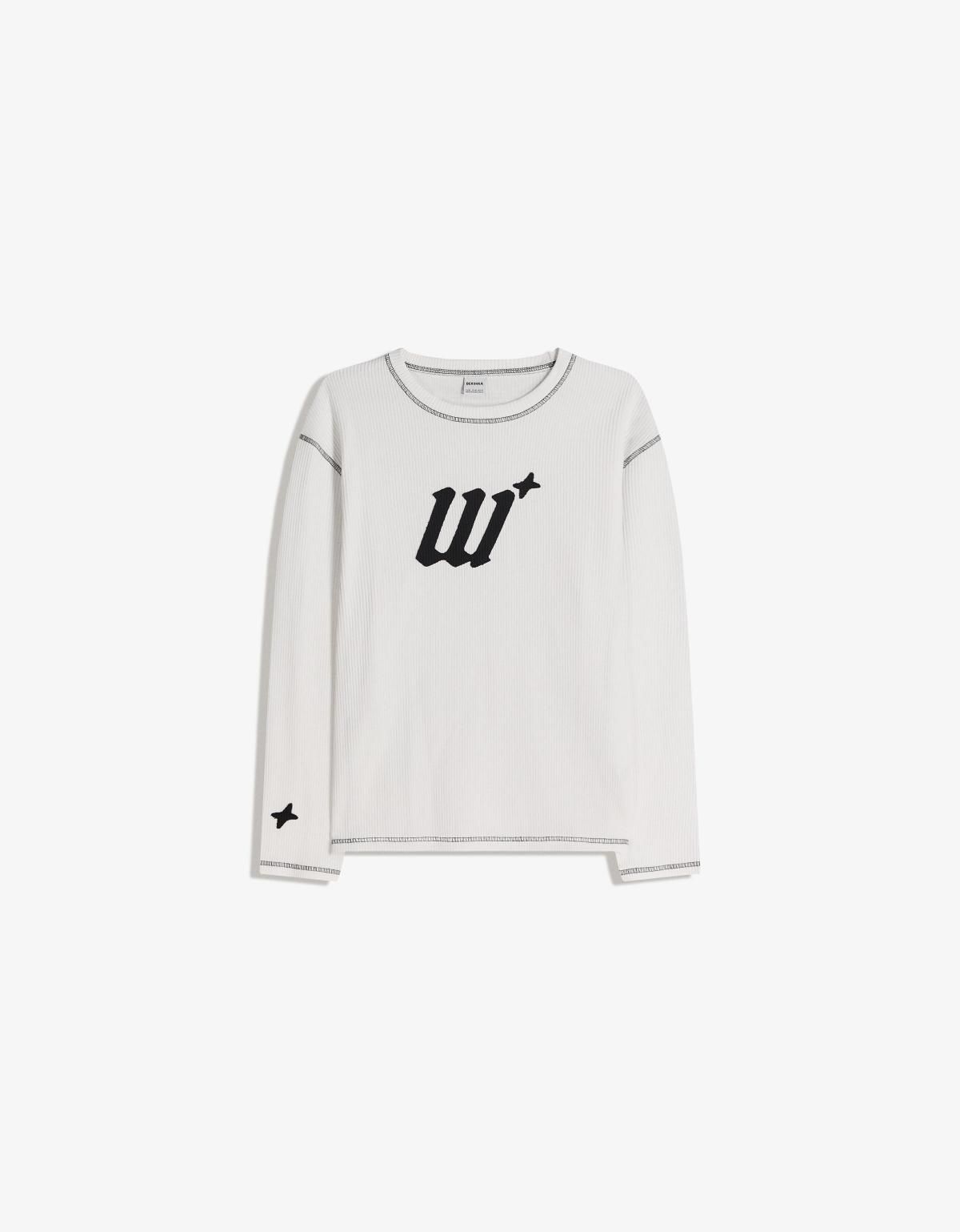 버쉬카 테크니컬 리브드 패치 긴팔 티셔츠 0048/238 WHITE - 상품 이미지