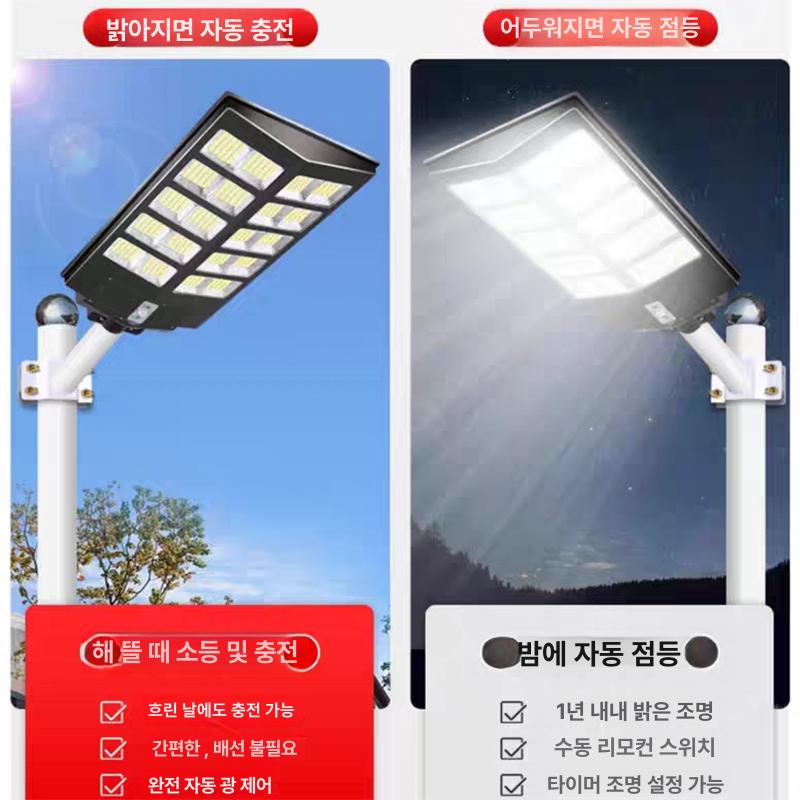태양광 가로등 정원 공원 태양열 방수 센서등 램프 야외등 몽땅 2000W 인체센서 자동모드 일체형 태양광등 200W 벽걸이형 - 상세 이미지 4