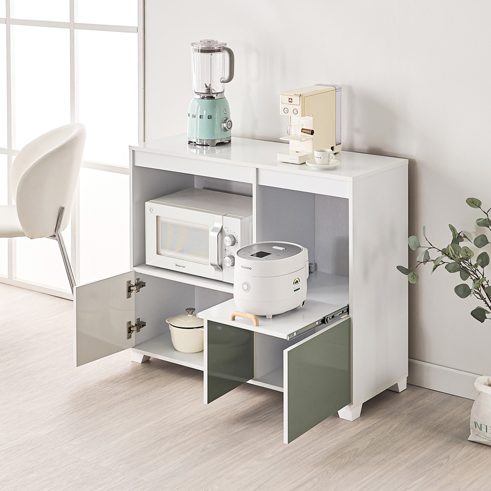 푸밍 광파오븐 렌지대 주방수납장 다용도 선반 1000x395x833mm, 2단, 화이트