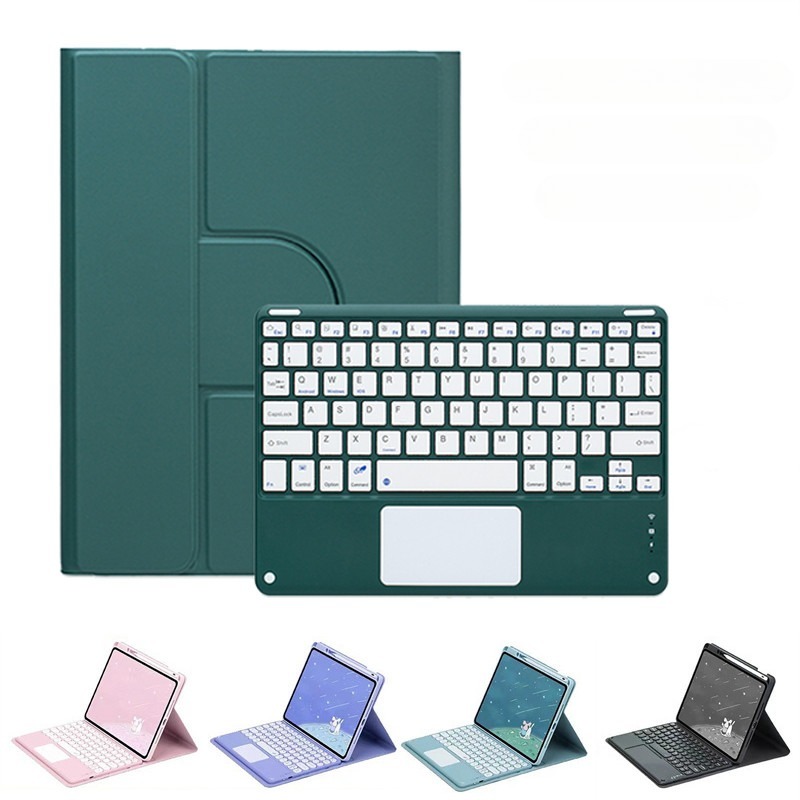 ipad 11세대 pro mini air 블루투스 키보드 케이스 미스트 블루+일반키(라운드) 아이패드 에어 7 - 메인 이미지