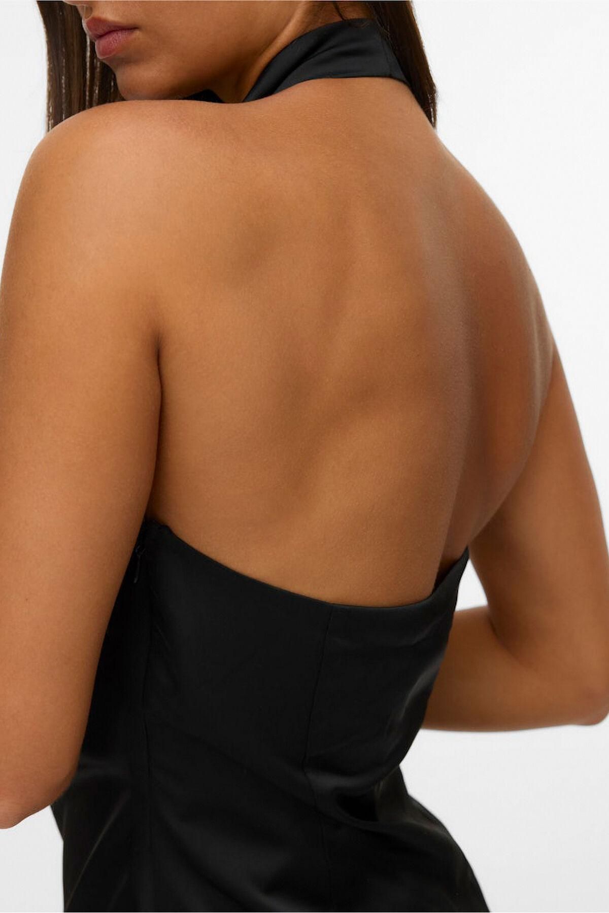 베로모다 새틴 드레이프 홀터넥 탑 7093256 NEGRO - 상세 이미지 4