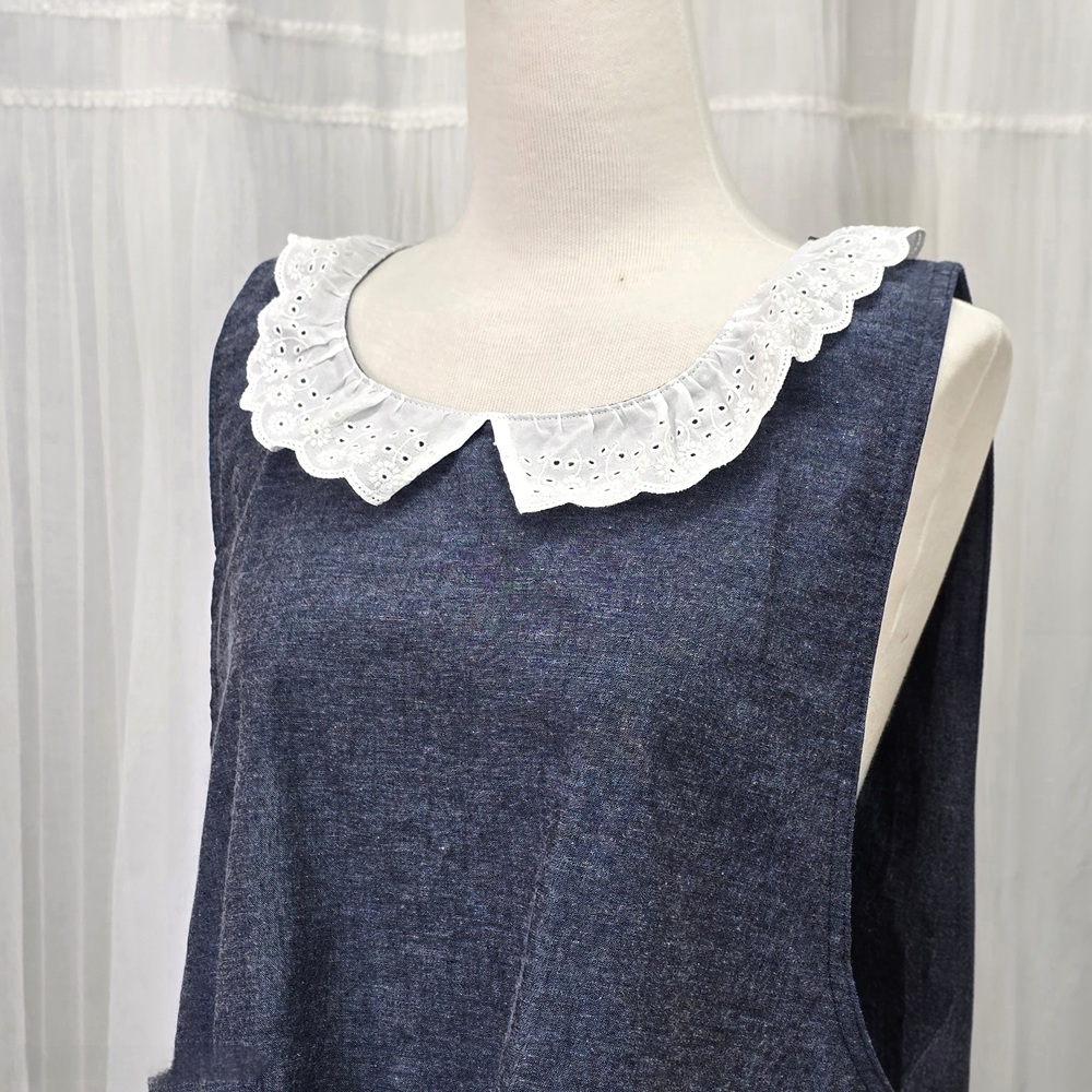 스윗 신혼 보육교사 선생님 앞치마 옆단추 레이스 면 셔링 원피스 선물용 앨리스