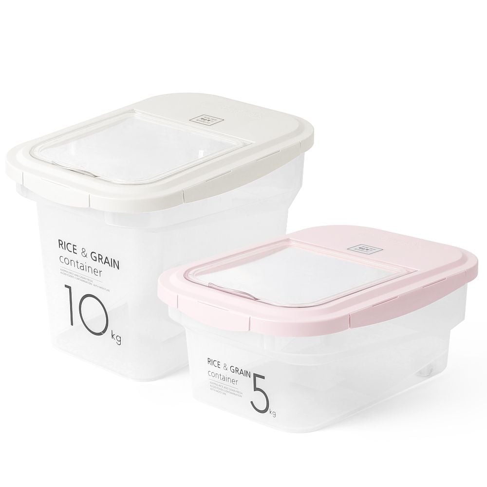 원터치 쌀통 바퀴달린 잡곡 보관 용기 쌀 보관함 제습 계량 저장고 5kg - 상세 이미지 2