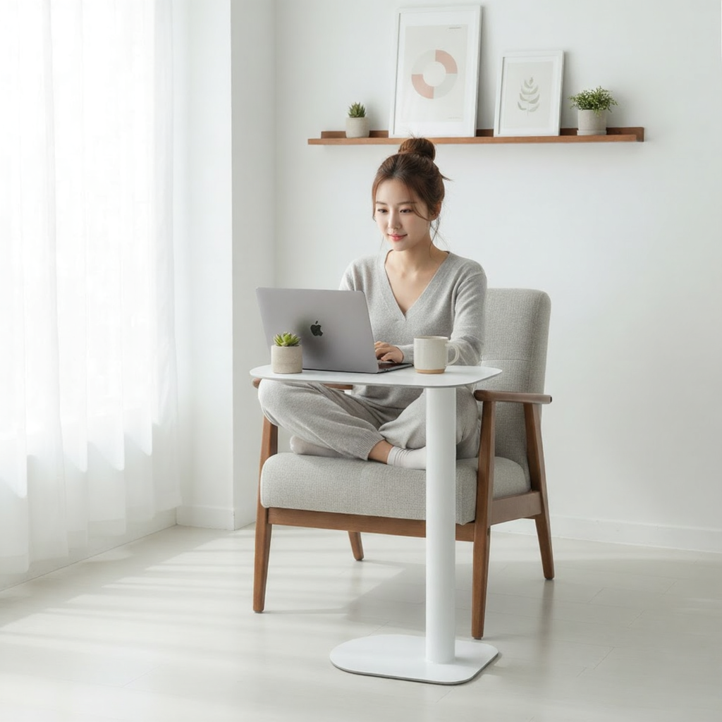 에코프랜 철제 사이드테이블 쇼파 침대 옆 틈새 미니 협탁 노트북 거실 간이 테이블