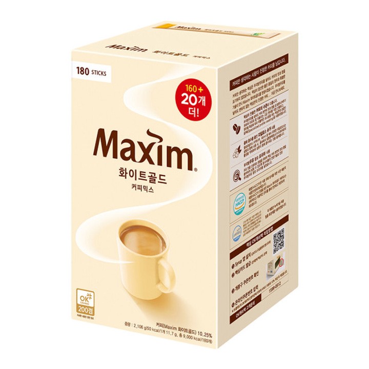 (무배) 맥심 화이트골드 커피믹스 180스틱 1BOX (6개입) - 상품 이미지