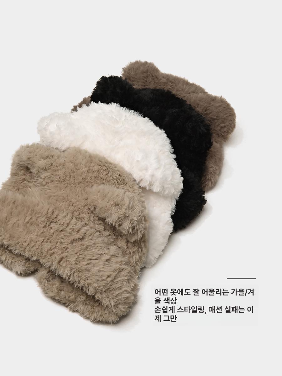 곰돌이 모자 여성용 플러시 귀 보호 따뜻한 털 귀 겨울 방한 귀마개 카키 프리사이즈 약54-60cm - 상세 이미지 2