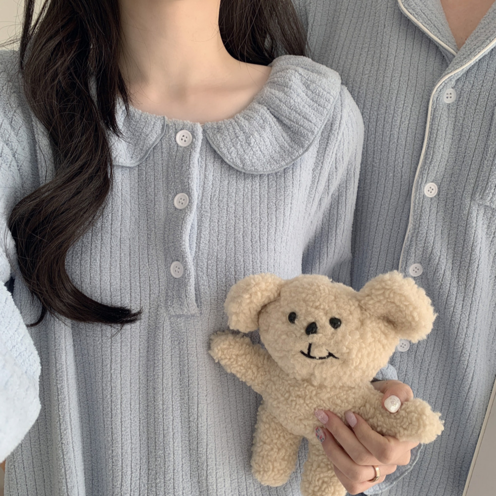 기모잠옷 수면잠옷원피스 커플파자마 루에나 겨울 크리스마스 신혼부부 홈웨어 세트 - 상세 이미지 4