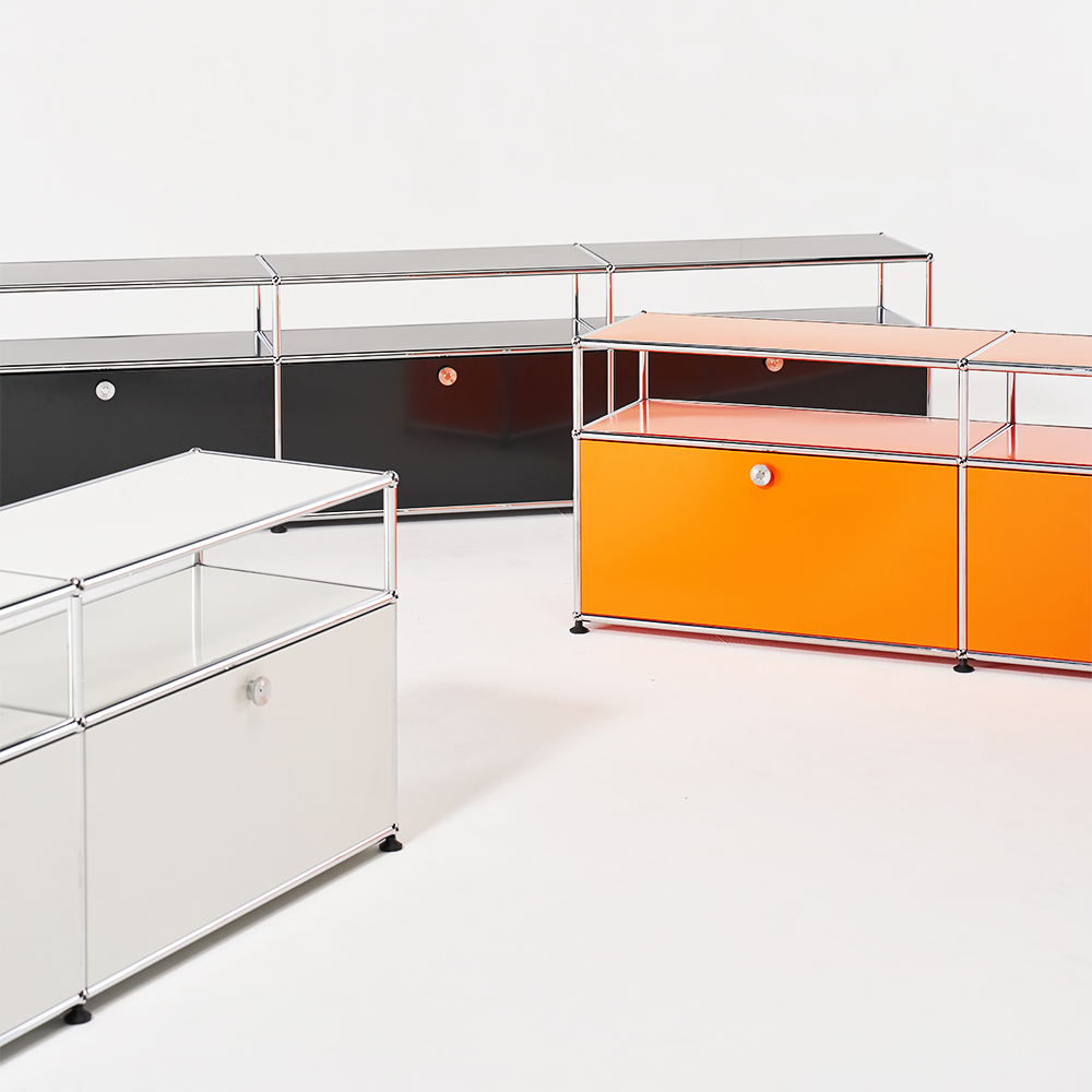 모덴 미드센츄리 모듈 2단 거실장 높은 철제 티비다이 2270x370x565, 화이트