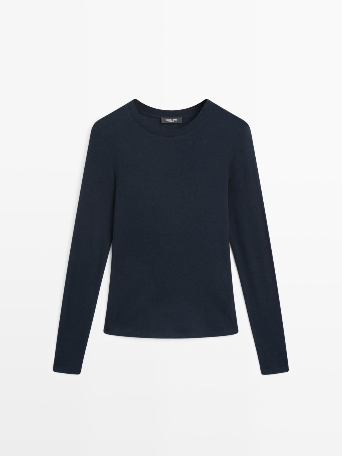 마시모두띠 베이직 네이비 코튼블렌드 긴팔 티셔츠 6284/106 NAVY BLUE - 상품 이미지