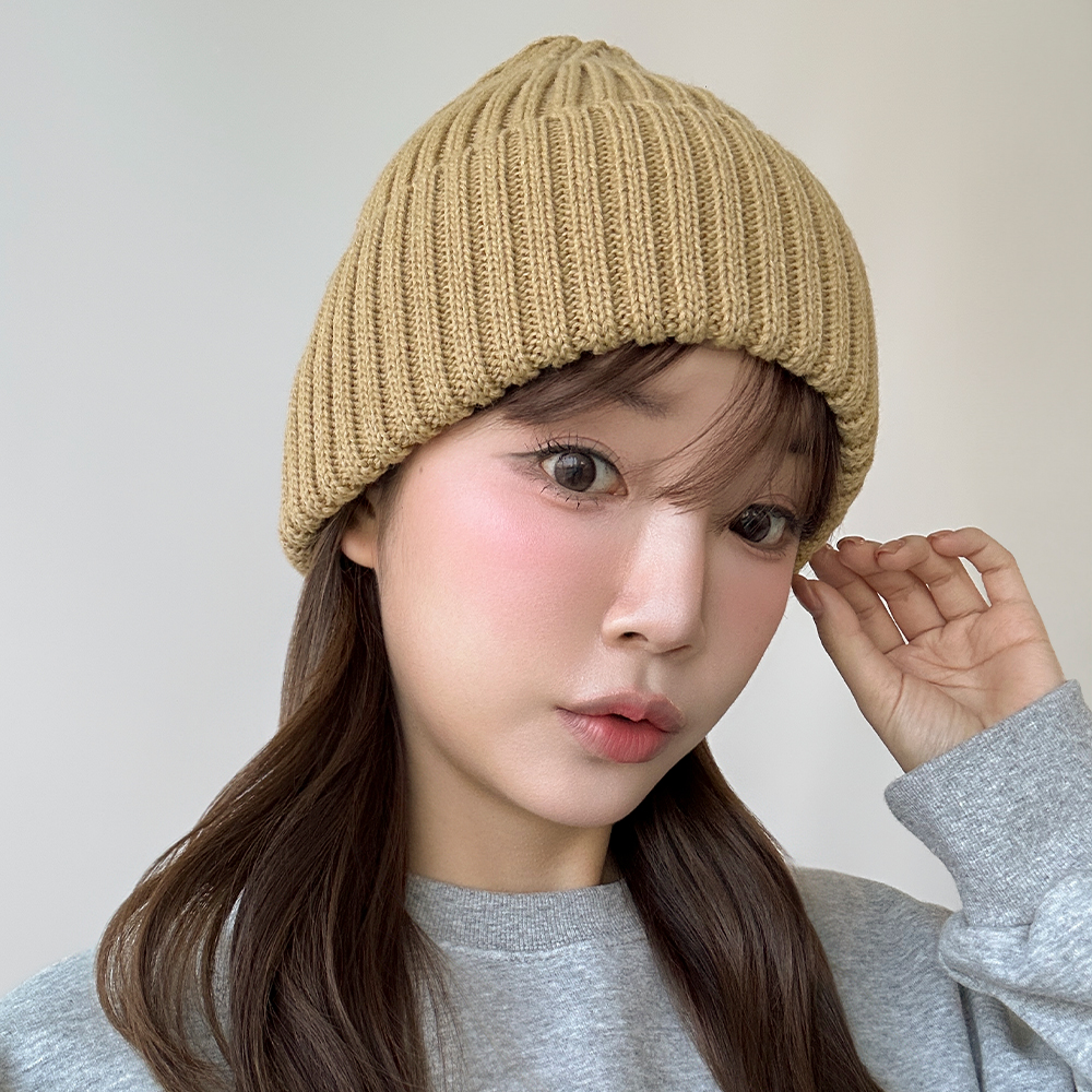 국내제작 와이드 골지 니트 비니 여자비니 겨울 여성 털 모자 이미지 6