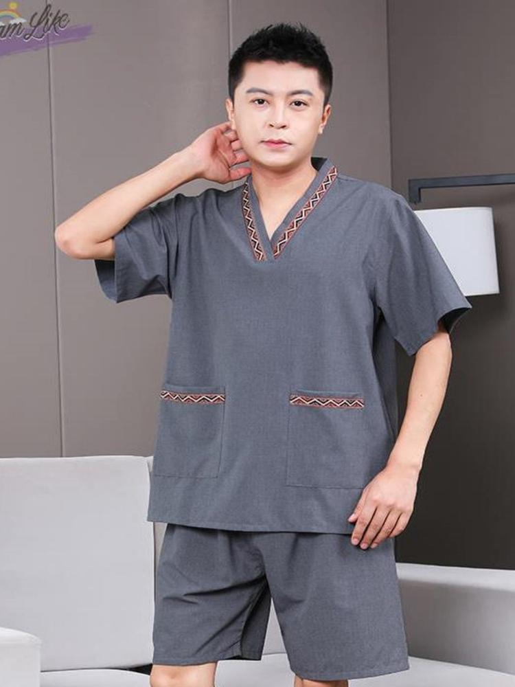 찜질방 마사지 가운 마시지복 온천 땀배출 환자복 그레이 남성용 M - 상품 이미지
