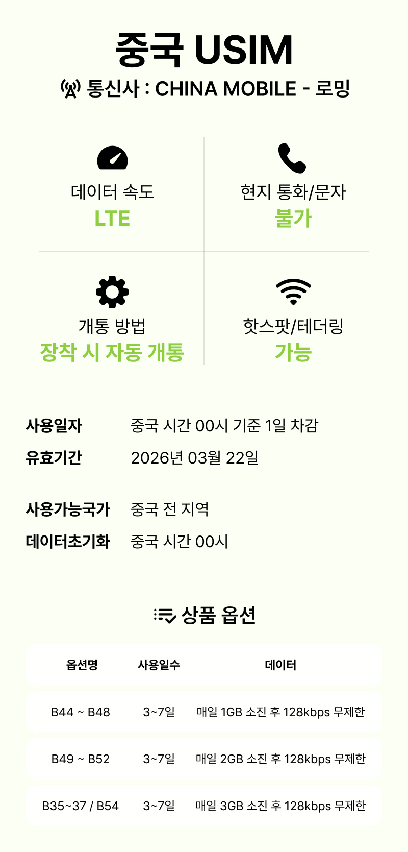 중국유심 홍콩 상하이 VPN없이SNS China UNICOM 유심칩구매 3일 3GB