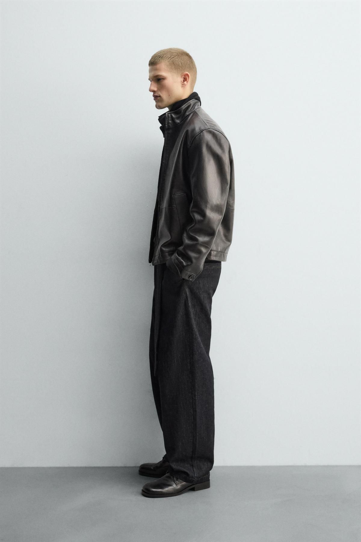 자라 테크니컬 릴렉스핏 레더 재킷 블랙 5388/750 BLACK - 상세 이미지 5