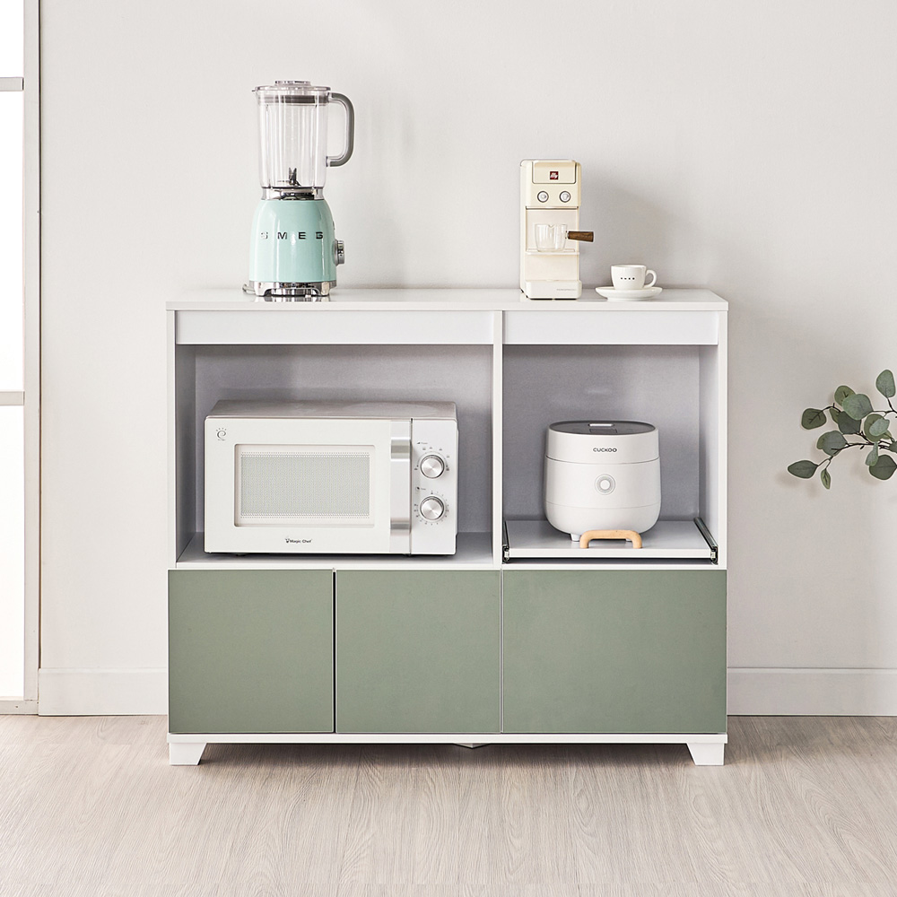 푸밍 광파오븐 렌지대 주방수납장 다용도 선반 1000x395x833mm, 2단, 화이트