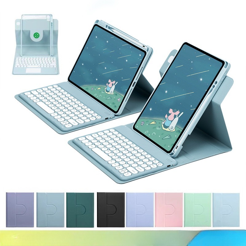 ipad 11세대 pro mini air 블루투스 키보드 케이스 미스트 블루+일반키(라운드) 아이패드 에어 7 - 상세 이미지 2