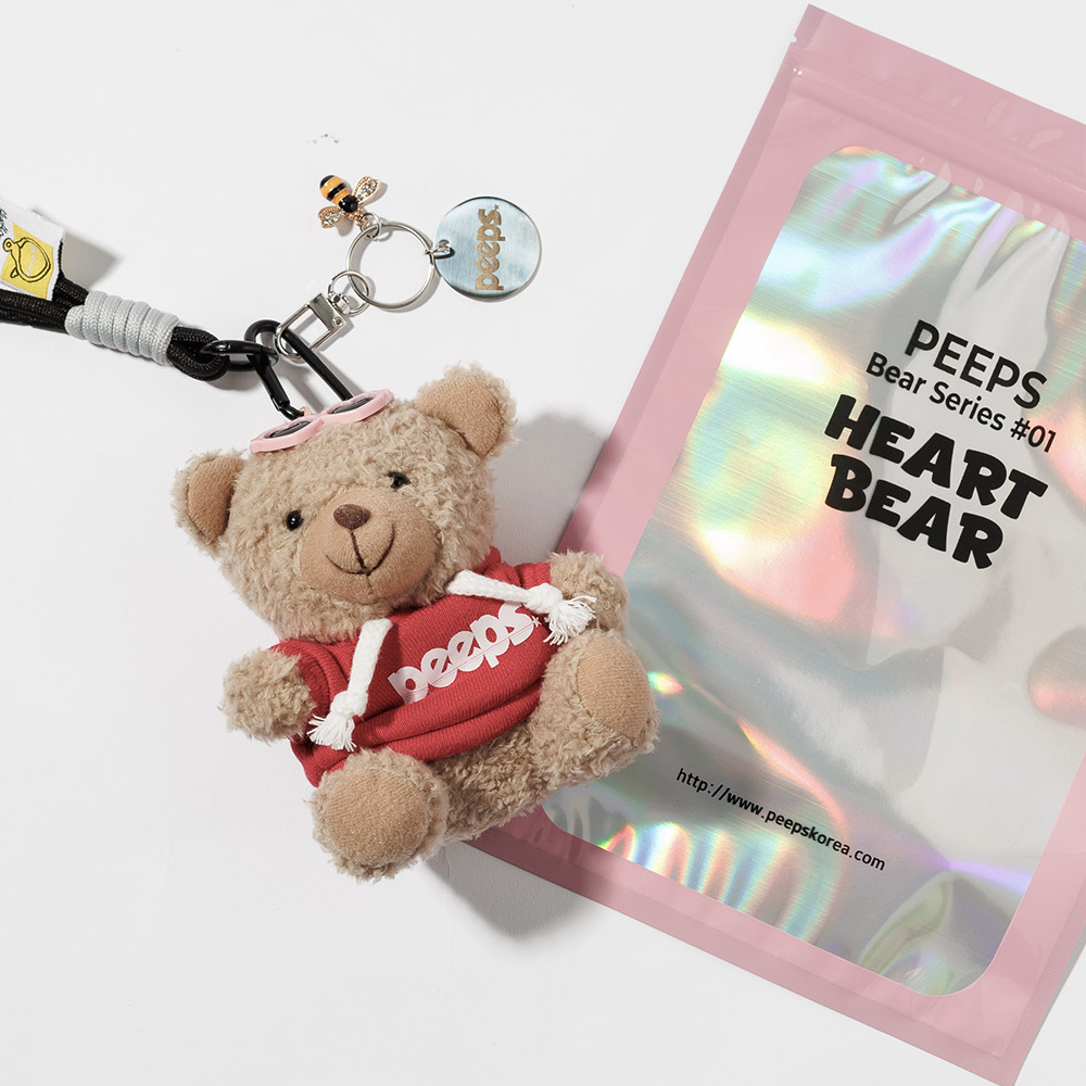 PEEPS Heart Bear Keyring(Navy / Red / Yellow) 인형키링 - 상세 이미지 4