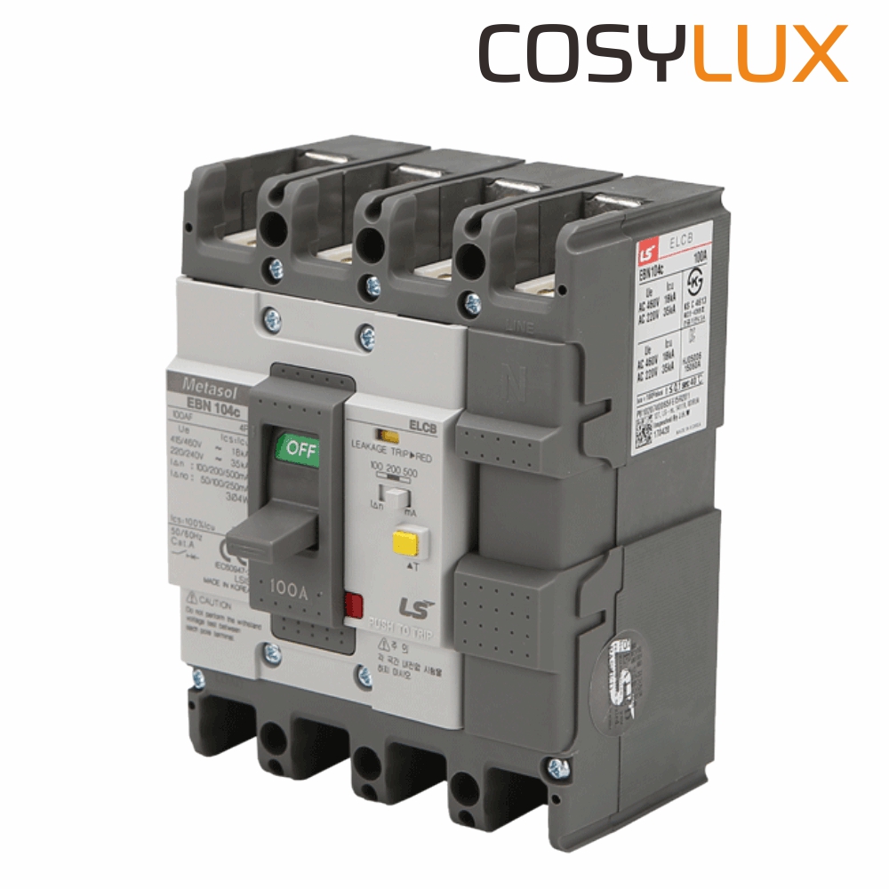 LS 산업용 ELCB 누전차단기 EBN 104C 4P 100A 35kA LS일렉트릭 - 상세 이미지 2