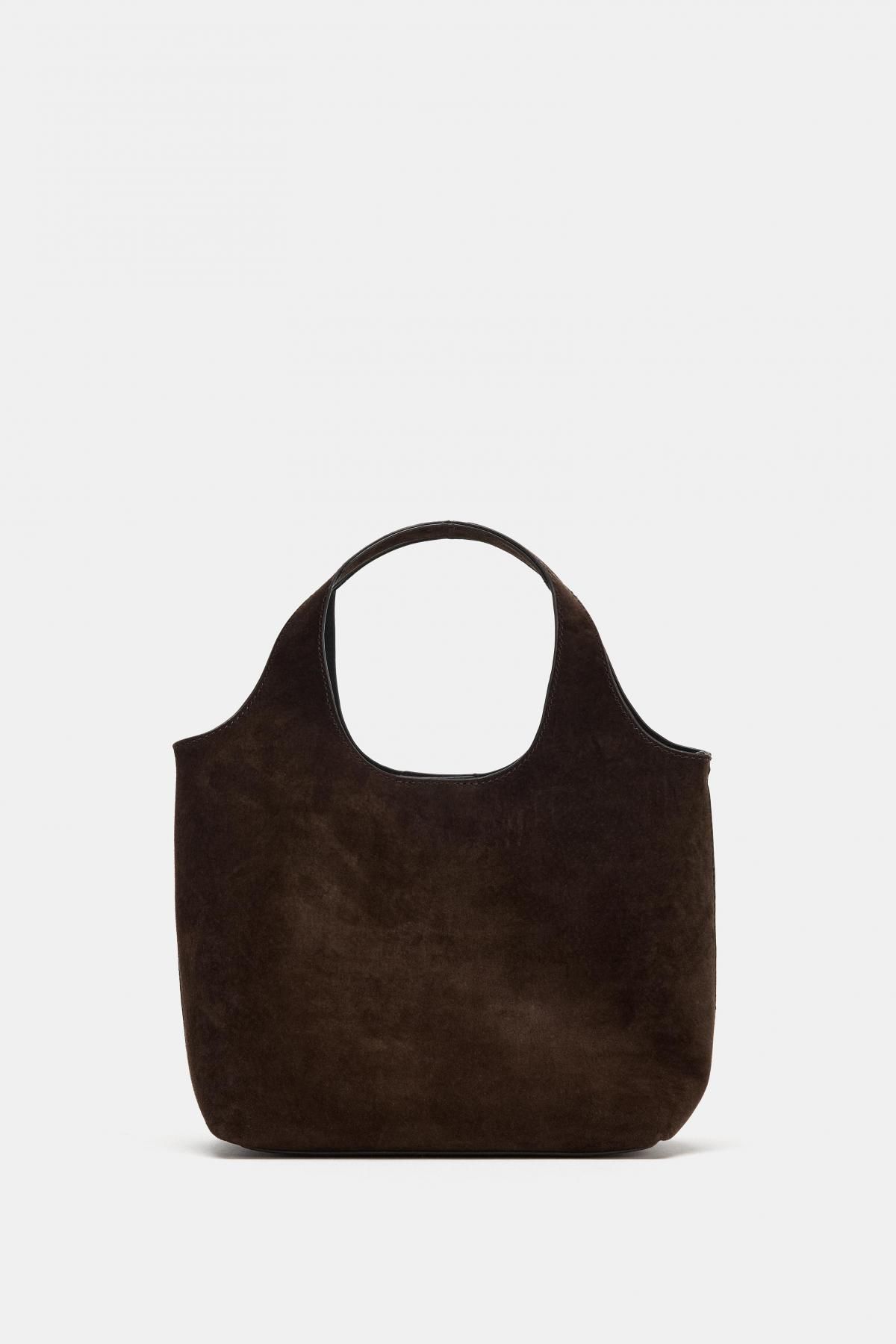 자라 프리미엄 레더 미니 토트백 6094/710 DARK BROWN - 메인 이미지
