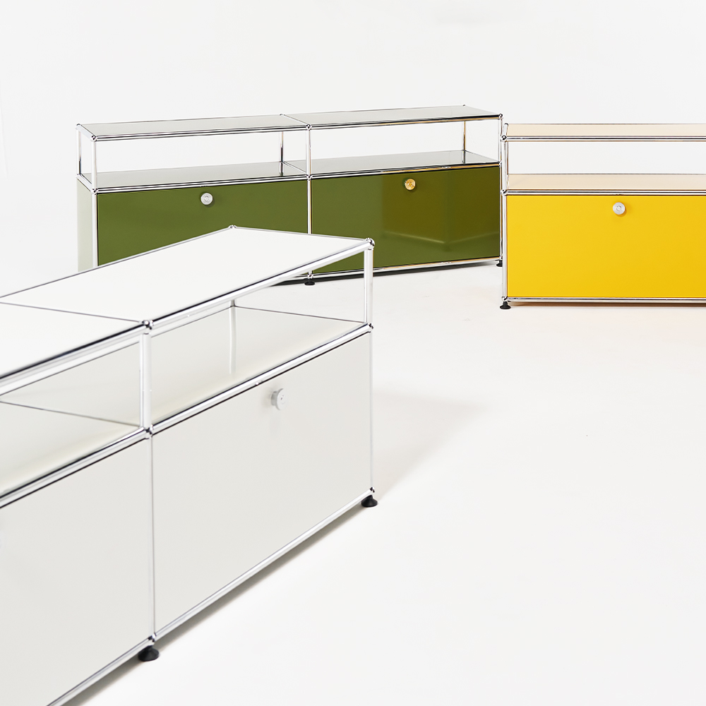 모덴 미드센츄리 모듈 2단 거실장 높은 철제 티비다이 1520x370x565, 화이트