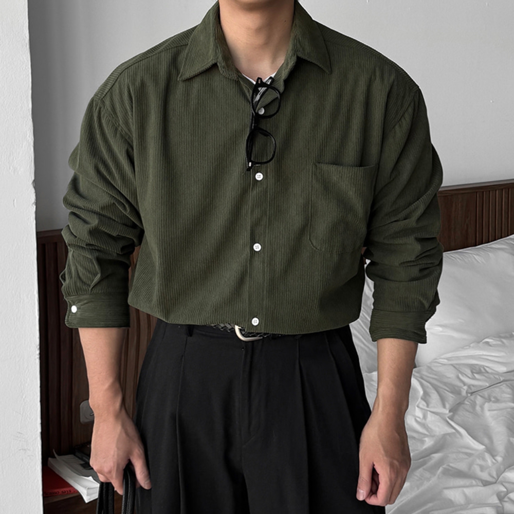 남자 프코 오버핏 가을 겨울 코듀로이 셔츠 남방 - 상세 이미지 5