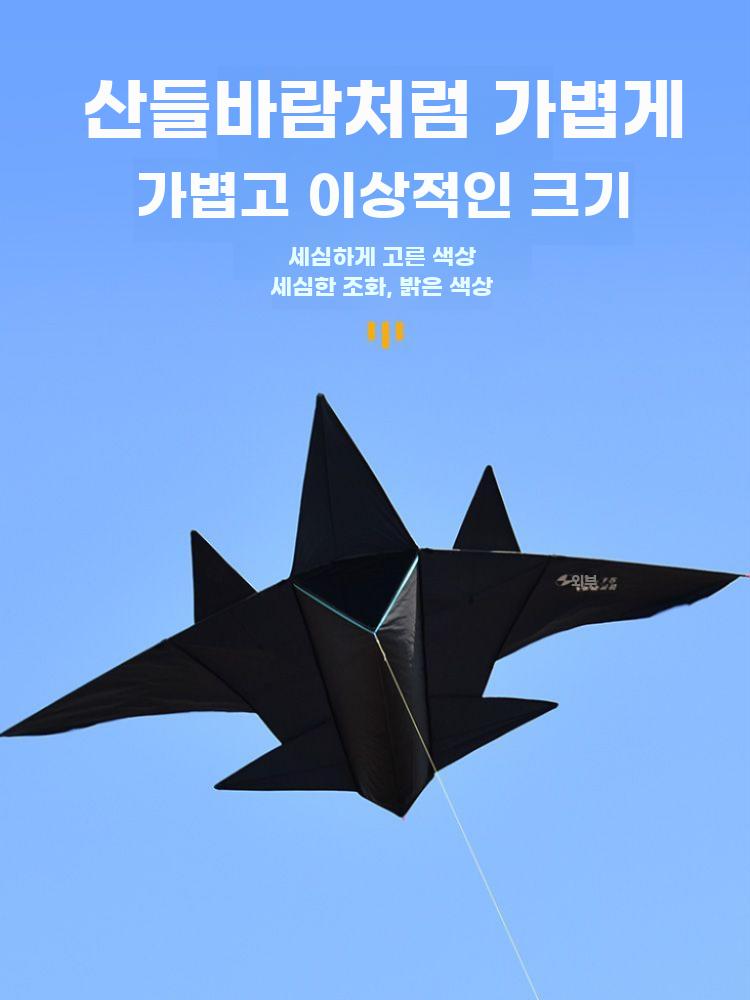 전투기 연 연날리기 비행기 날리기 항공기모형 글라이더 소형 블랙 J-15 + 260m 라인 - 상세 이미지 4