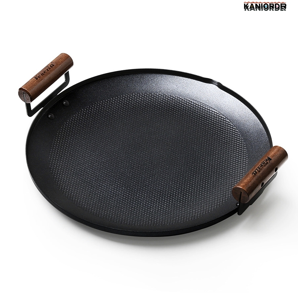 인덕션용 고기 불판 무쇠 캠핑용 구이팬 블랙 주물그리들 5중코팅 38cm - 상품 이미지
