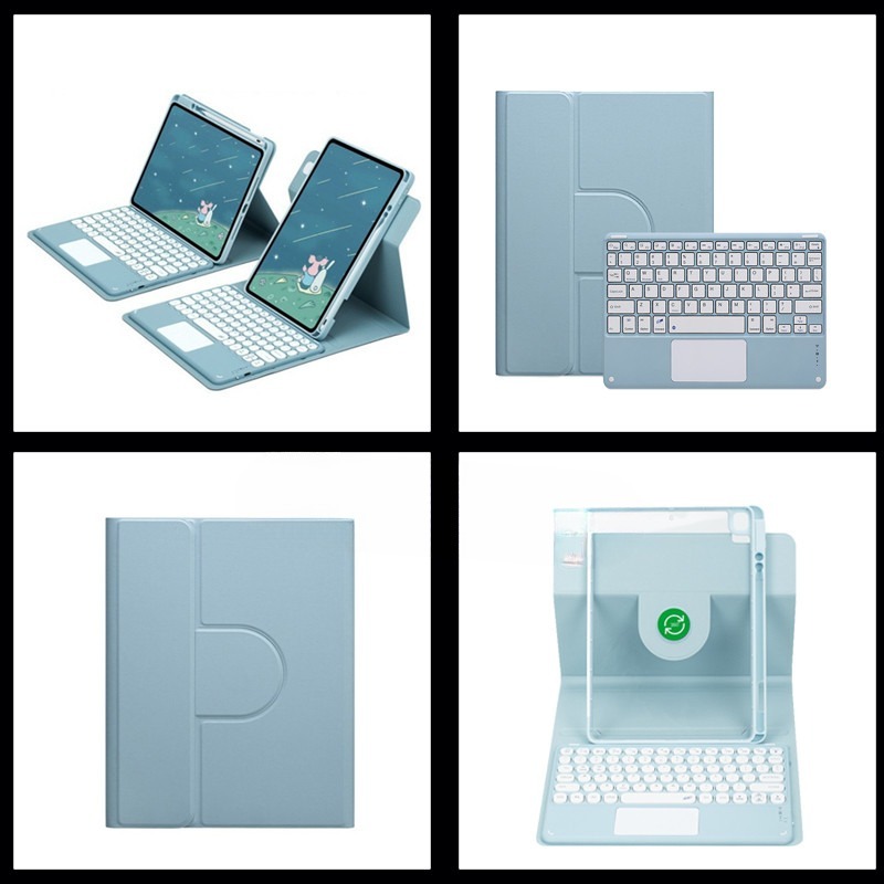 ipad 11세대 pro mini air 블루투스 키보드 케이스 미스트 블루+일반키(라운드) 아이패드 에어 7 - 상세 이미지 3