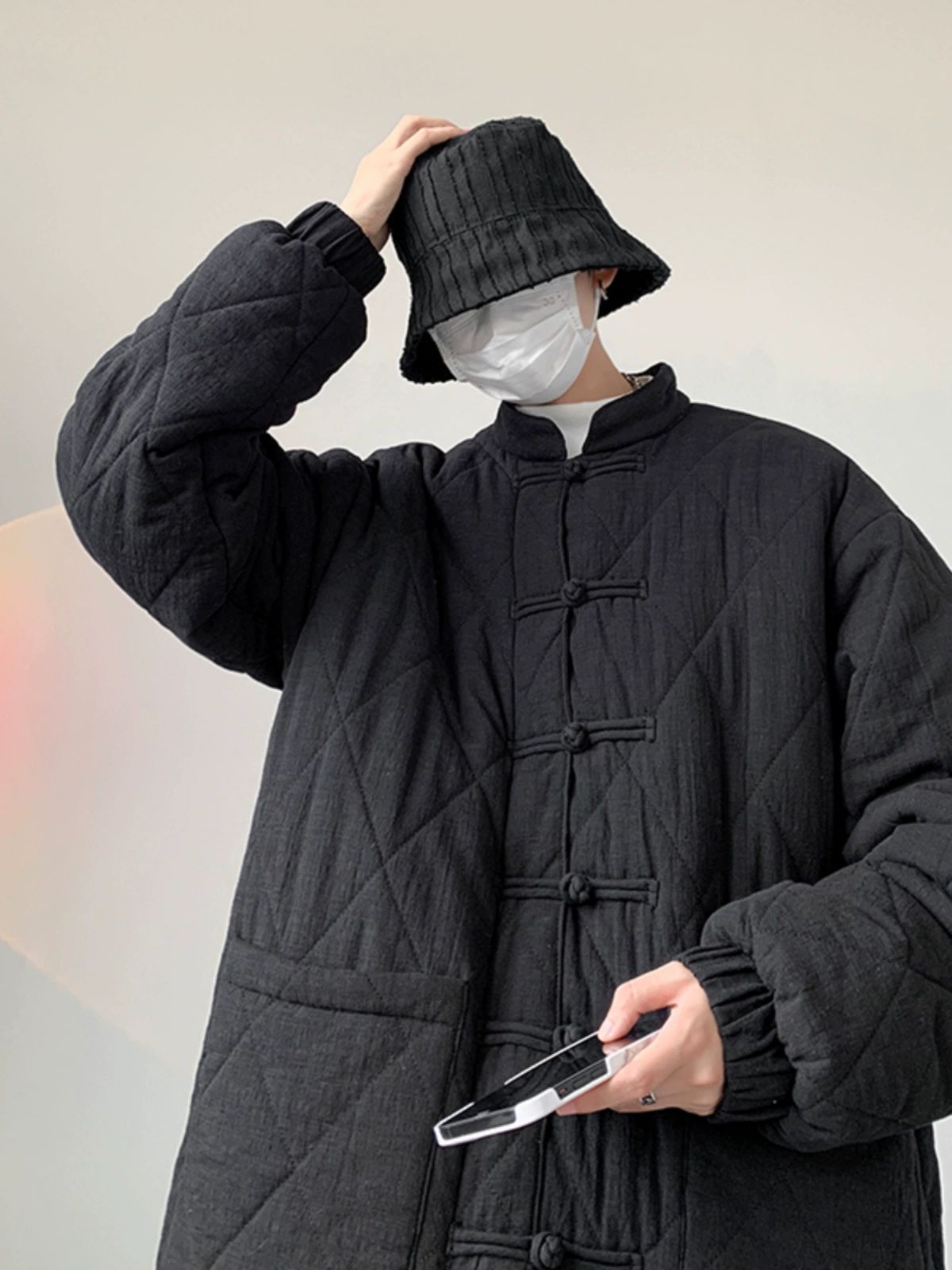 남성 계량패딩 겨울용 린넨 가디건 퓨전 개량한복 누빔 블랙 M 45~57.5kg - 상세 이미지 4