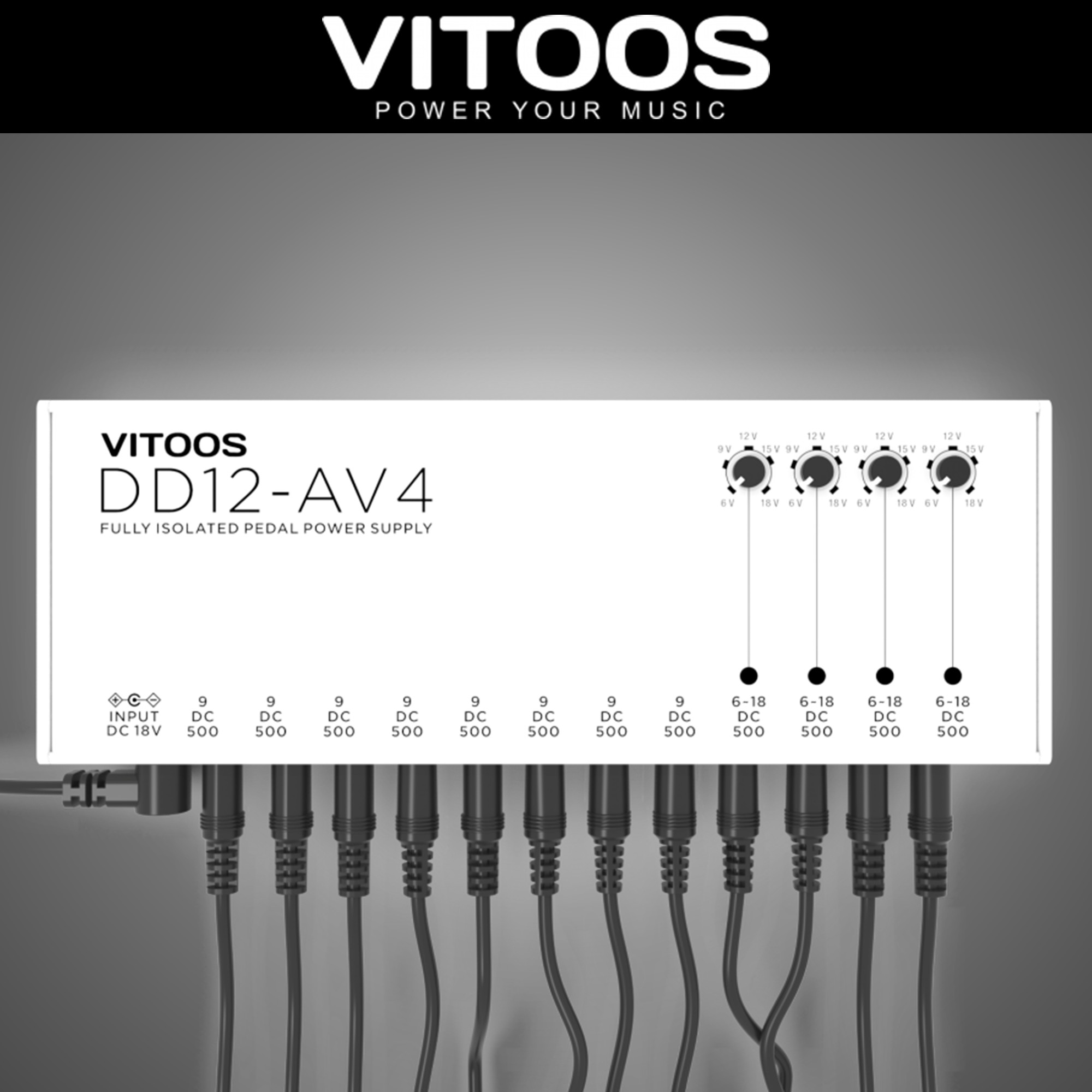 VITOOS 비투스 DD12-AV4 Fully Isolated 이펙터 파워서플라이 12구 - 상세 이미지 3