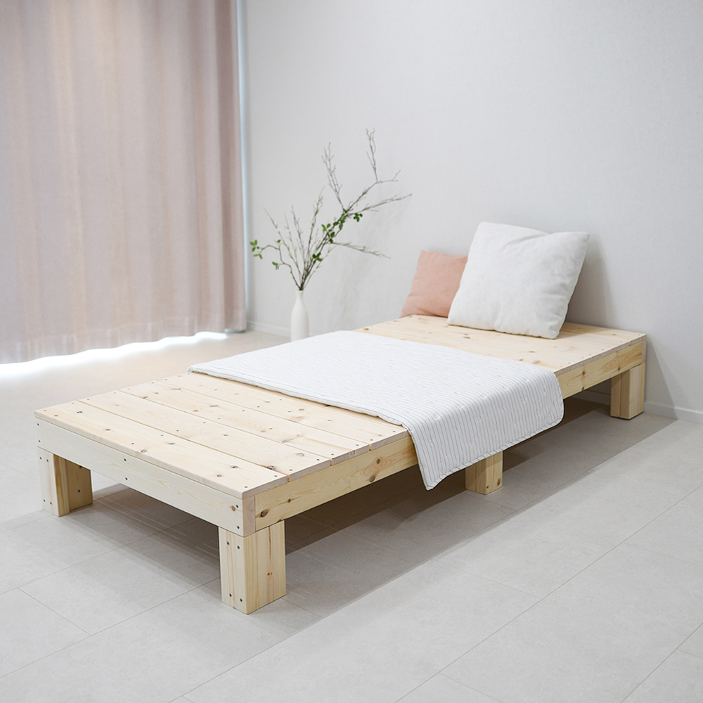 브로우드 평상형 침대 원목 침대프레임 무헤드 미니싱글