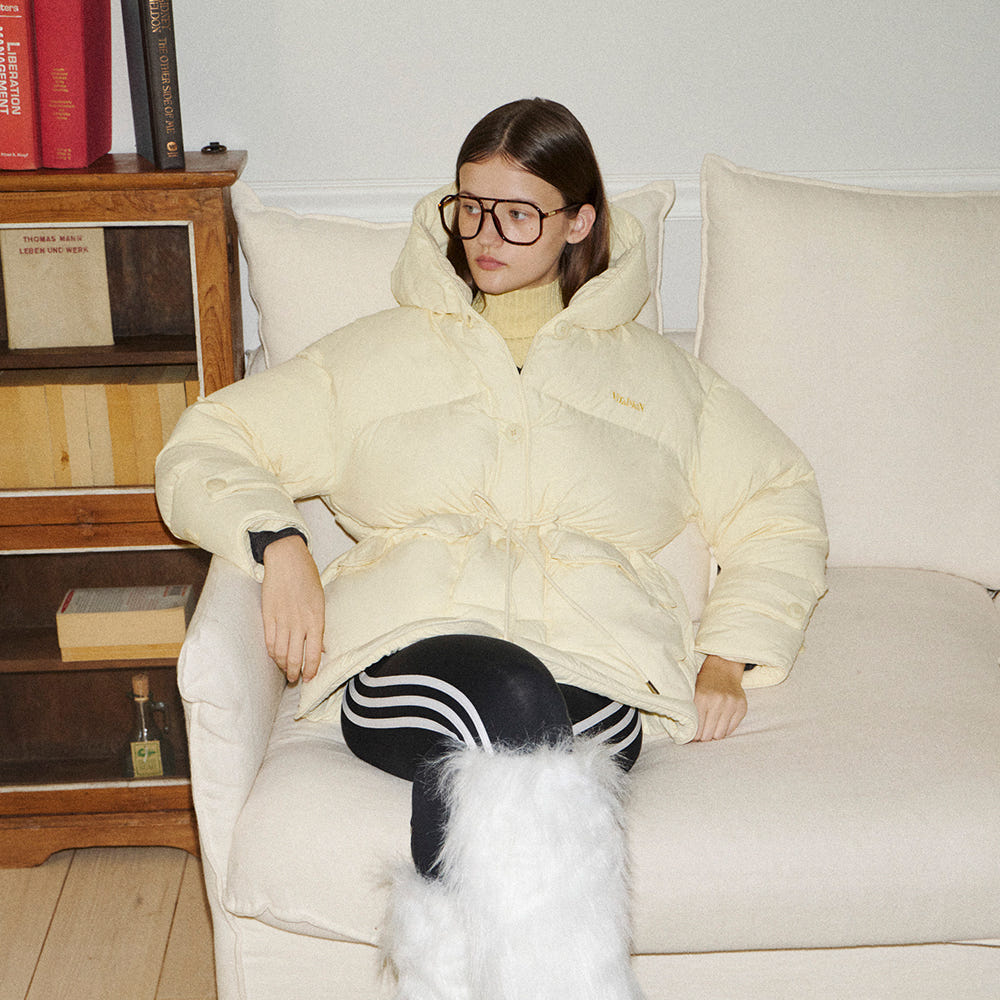 마카롱 후드 덕다운 숏 패딩