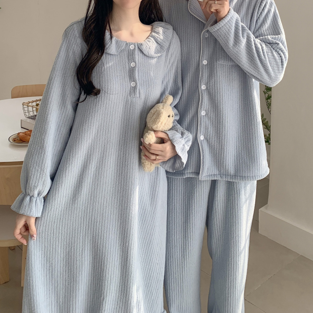 기모잠옷 수면잠옷원피스 커플파자마 루에나 겨울 크리스마스 신혼부부 홈웨어 세트 이미지 7