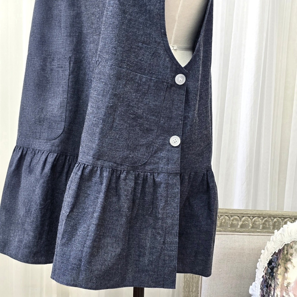 스윗 신혼 보육교사 선생님 앞치마 옆단추 레이스 면 셔링 원피스 선물용 앨리스