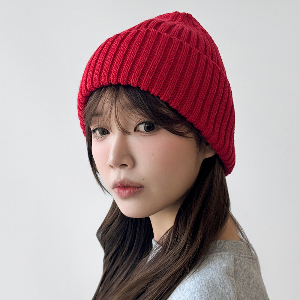 국내제작 와이드 골지 니트 비니 여자비니 겨울 여성 털 모자 - 상세 이미지 4