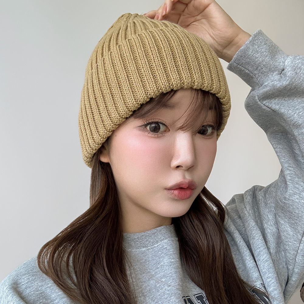 국내제작 와이드 골지 니트 비니 여자비니 겨울 여성 털 모자 - 상세 이미지 5