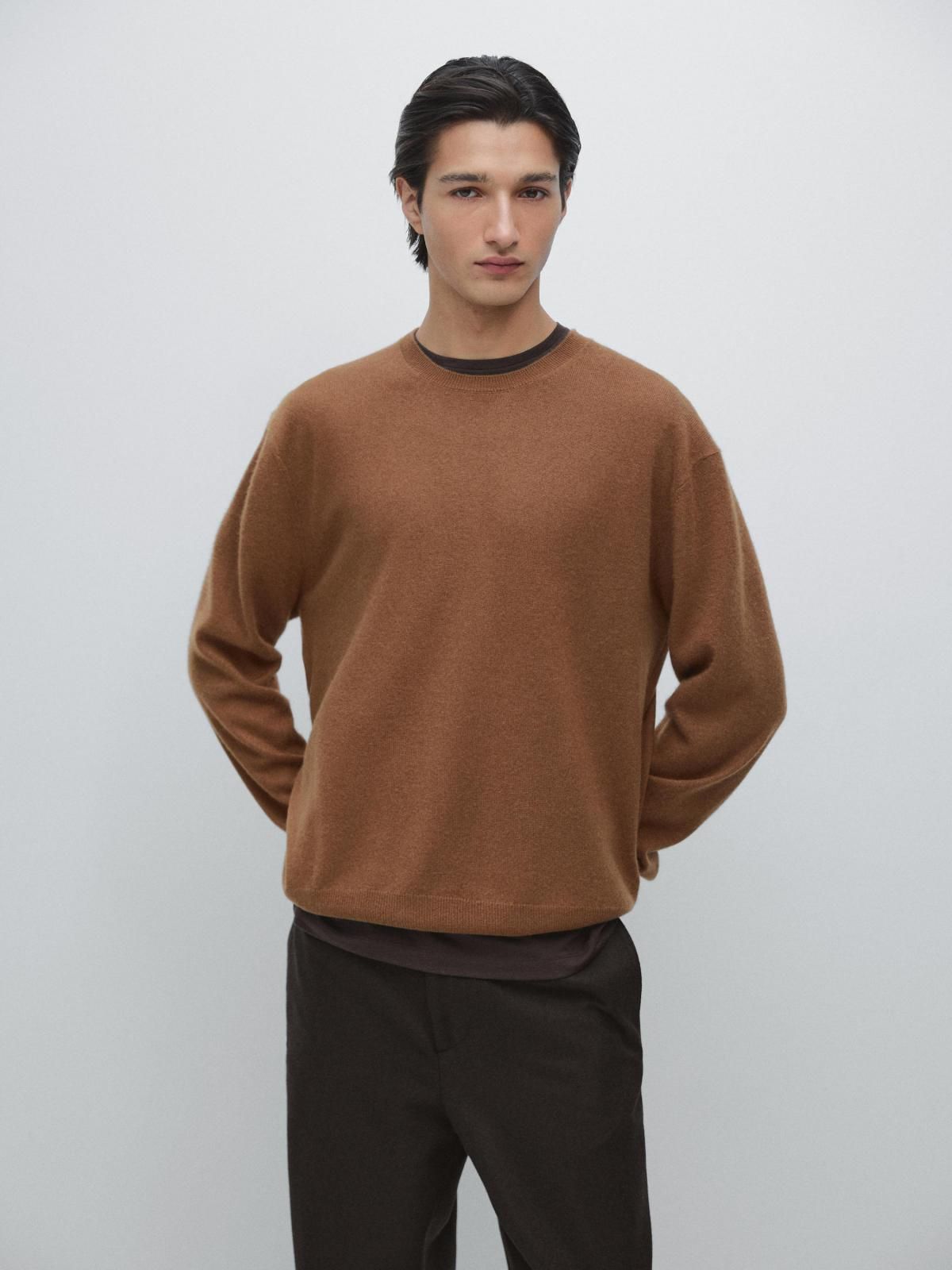마시모두띠 프리미엄 캐시미어 라운드 니트 스웨터 1135/215 TOBACCO BROWN - 상세 이미지 3