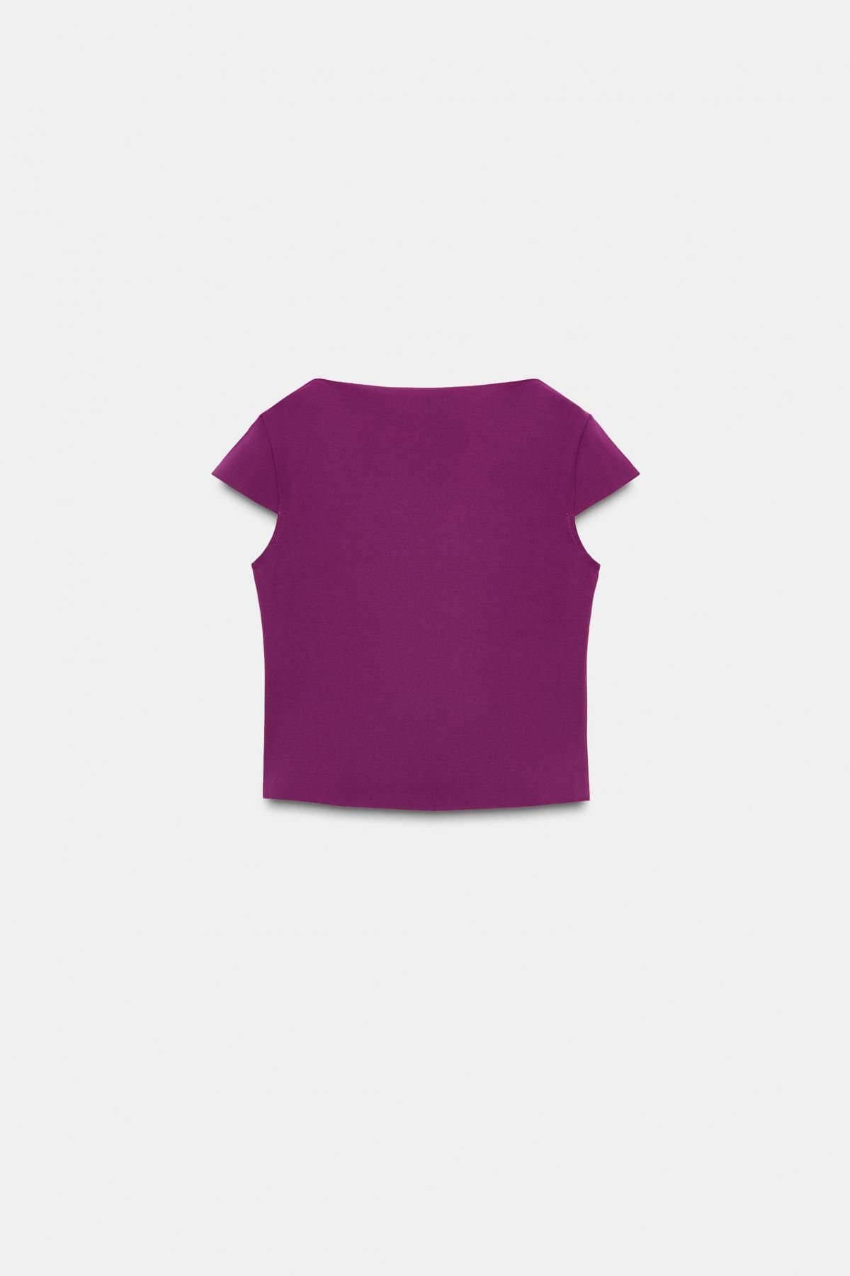 자라 테크니컬 라운드넥 반팔 티셔츠 1131/860 PURPLE - 상세 이미지 5