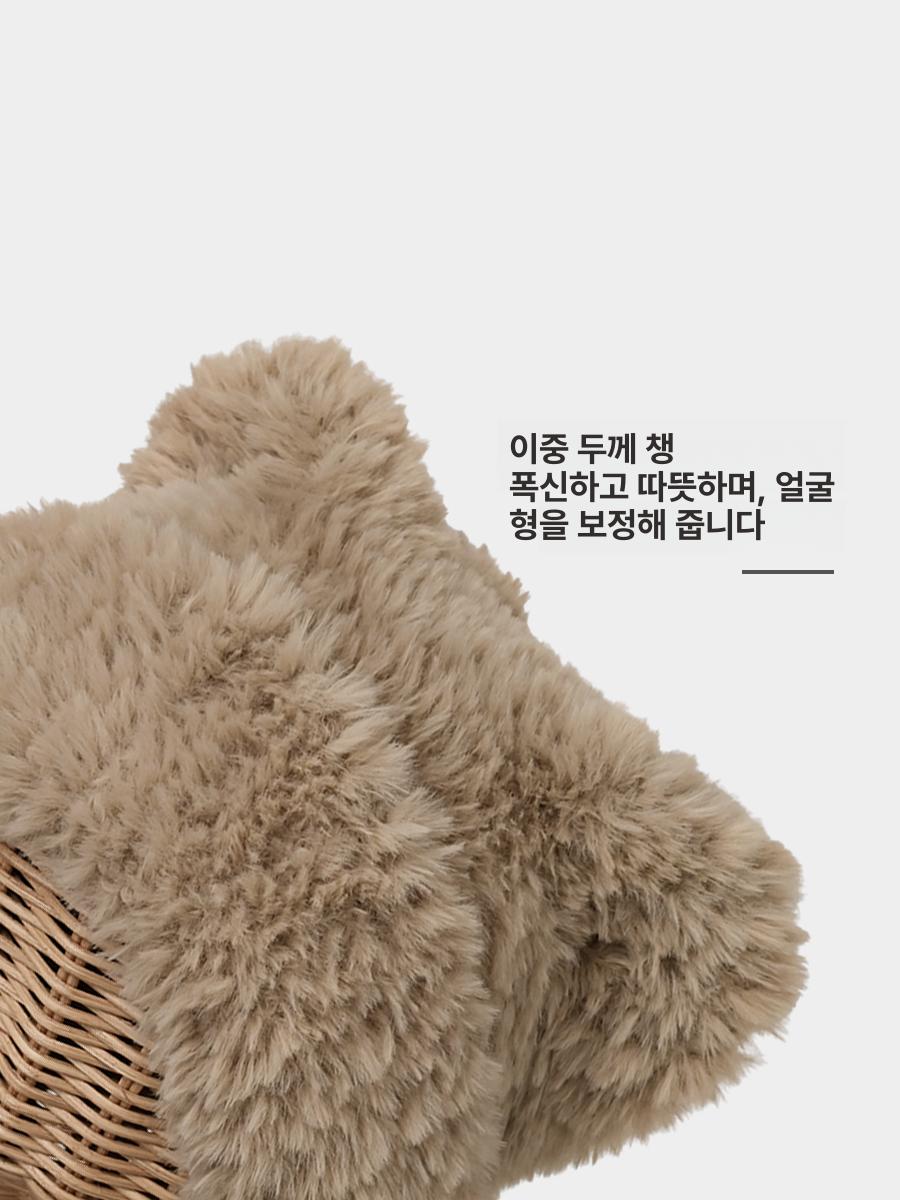 곰돌이 모자 여성용 플러시 귀 보호 따뜻한 털 귀 겨울 방한 귀마개 카키 프리사이즈 약54-60cm - 상세 이미지 5