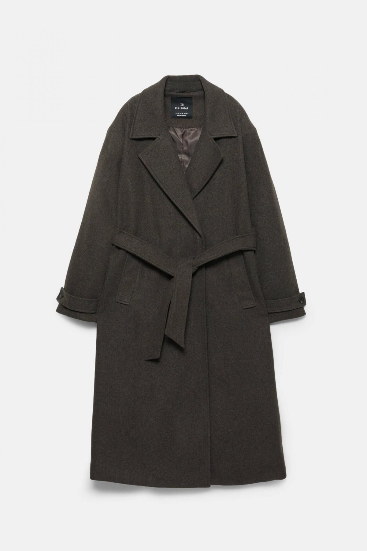 풀앤베어 소프트 벨트 롱 펠트 코트 3755/356 BROWN MARL - 상품 이미지