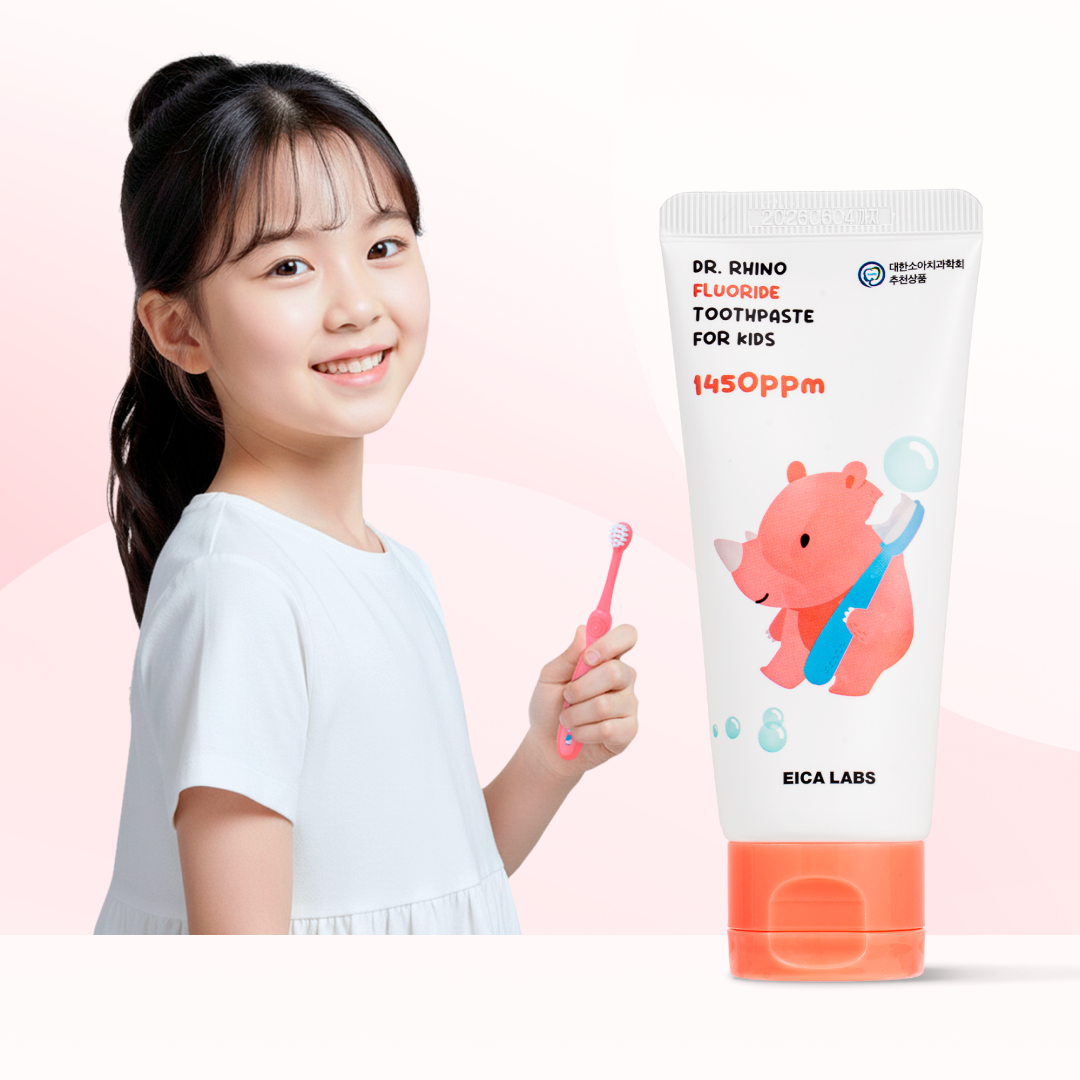 에이카랩스 어린이치약 코뿔소치약 불소 고불소 유아 아기 초등학생 주니어 사과향, 60g, 5개