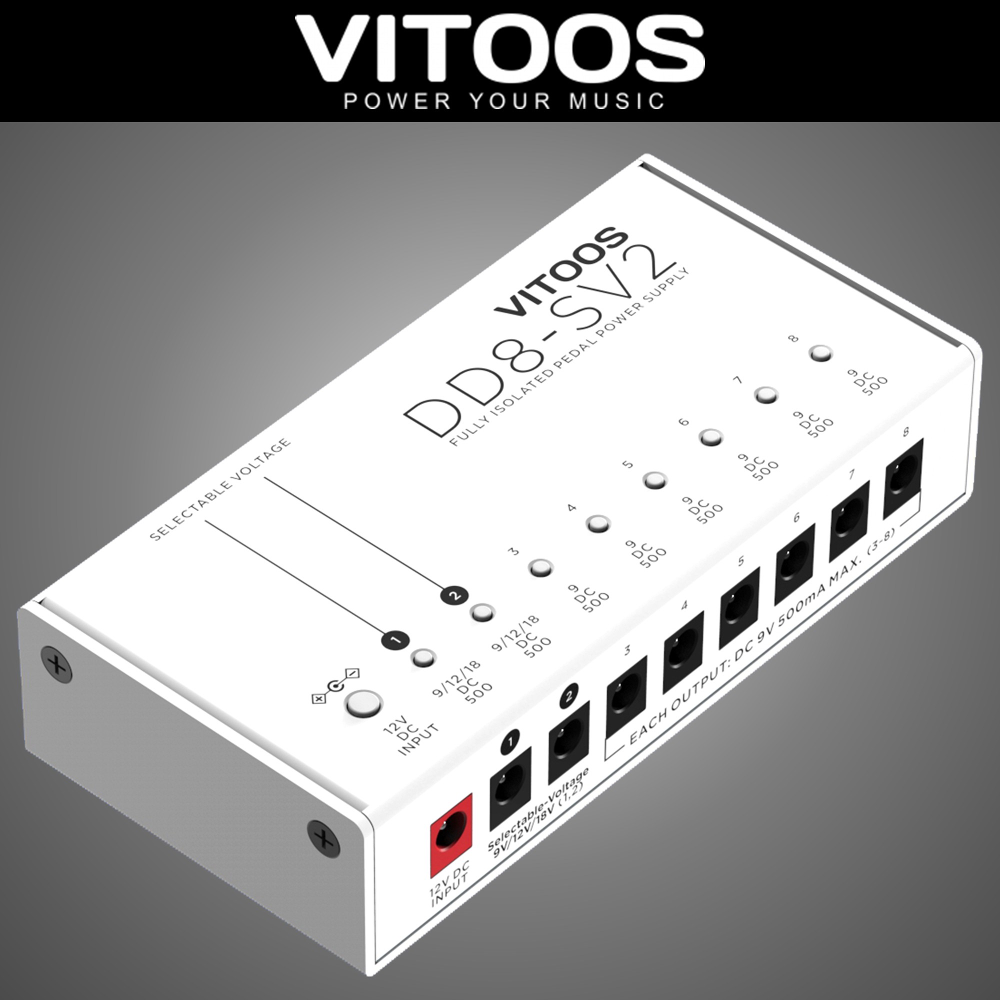VITOOS 비투스 DD8-SV2 Fully Isolated 이펙터 파워서플라이 8구 - 상세 이미지 2